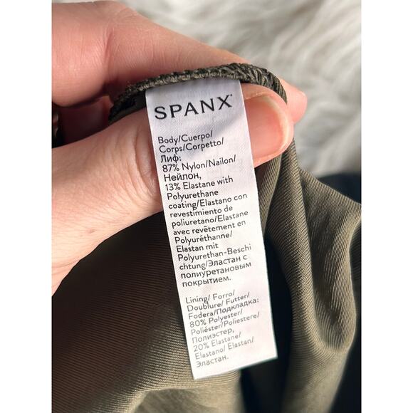 Spanx Women's Faux Leather Croc Shine Leggings Stretch Darkened Olive Size Large - Picture 12 of 16